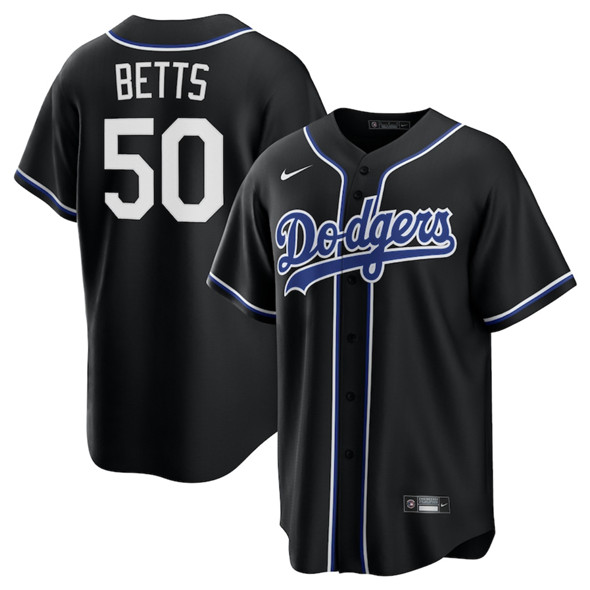 Los Angeles Dodgers #50 Mookie Betts Black Lights Out Limited Stitched Jersey - Zenithce