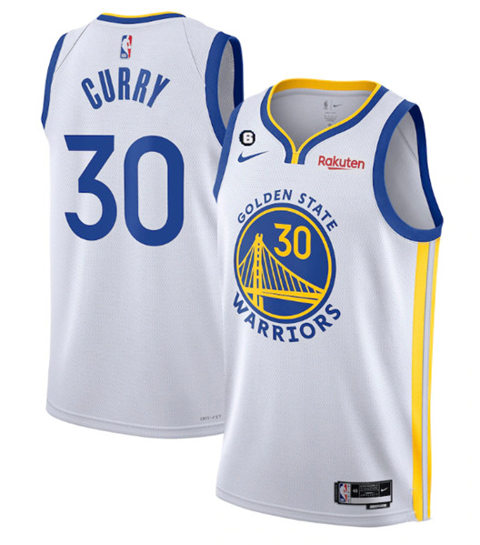 Golden State Warriors #30 Stephen Curry White With No.6 Patch Stitched Jersey - Zenithce