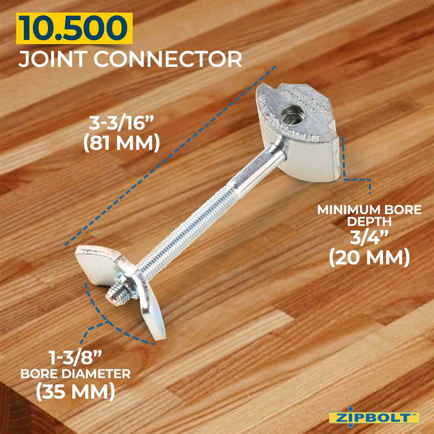 Zipbolt Countertop Connector — Joint Connector Drawbolt Pack with 5mm Hex Bit for Joining Countertops - Zenithce