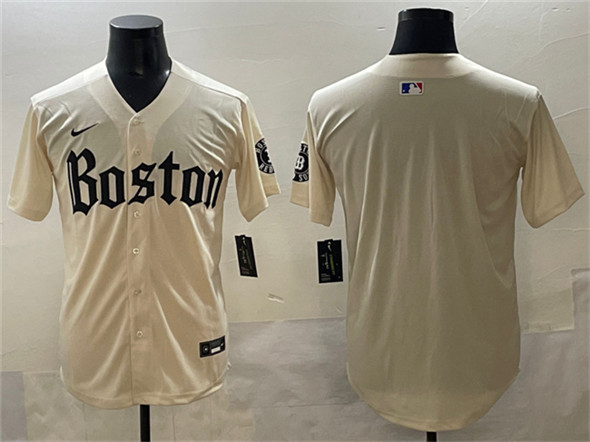 Boston Red Sox Blank Cream Gothic Vapor Limited Stitched Jersey - Zenithce