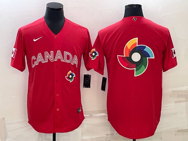 Canada 2023 Red World Big Logo With Patch Classic Stitched Jersey - Zenithce