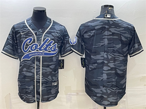 Indianapolis Colts Blank Gray Camo With Patch Cool Base Stitched Baseball Jersey - Zenithce