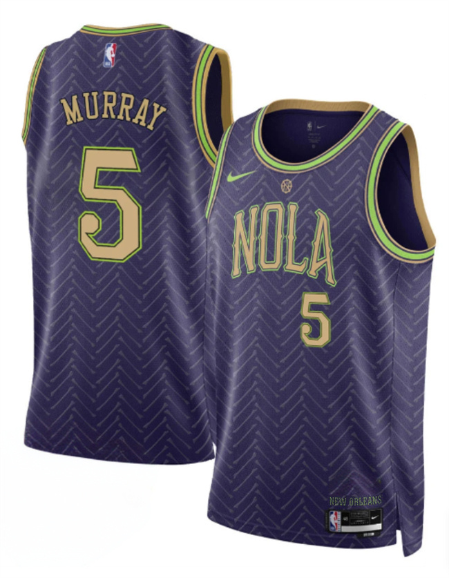 New Orleans Pelicans #5 Dejounte Murray Purple 2024-25 City Ediiton Stitched Jersey - Zenithce