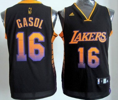Los Angeles Lakers #16 Paul Gaslo 2012 Vibe Black Fashion Jersey - Zenithce