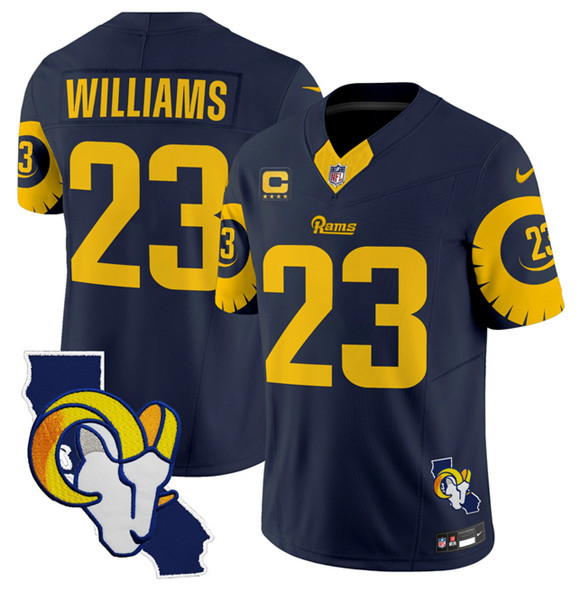 Los Angeles Rams #23 Kyren Williams Navy 2025 4-Star C Patch F.U.S.E. V2 Limited Stitched Jersey - Zenithce