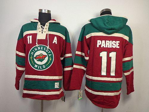 Wild #11 Zach Parise Red Sawyer Hooded Sweatshirt Stitched Jersey - Zenithce