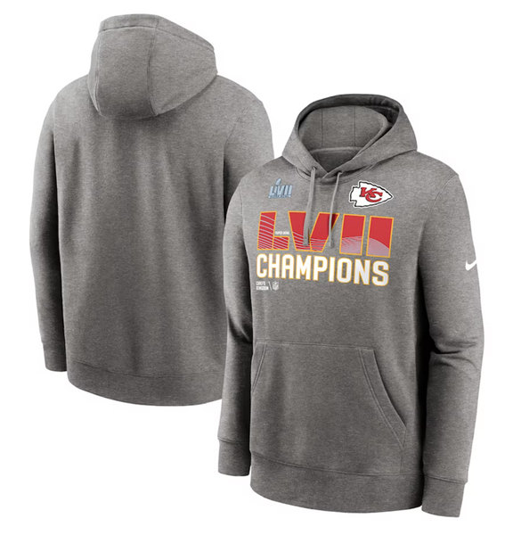 Kansas City Chiefs Gray Super Bowl LVII Champions Fleece Pullover Hoodie - Zenithce