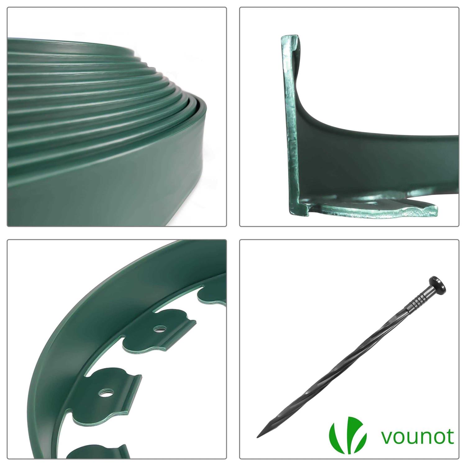 VOUNOT 20m Flexible Lawn Edging Plastic Garden Edging Border with 60 Strong Securing Pegs - Zenithce