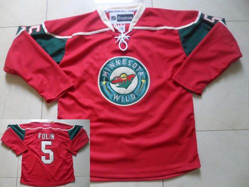 Wild #5 Christian Folin Red Stitched Jersey - Zenithce