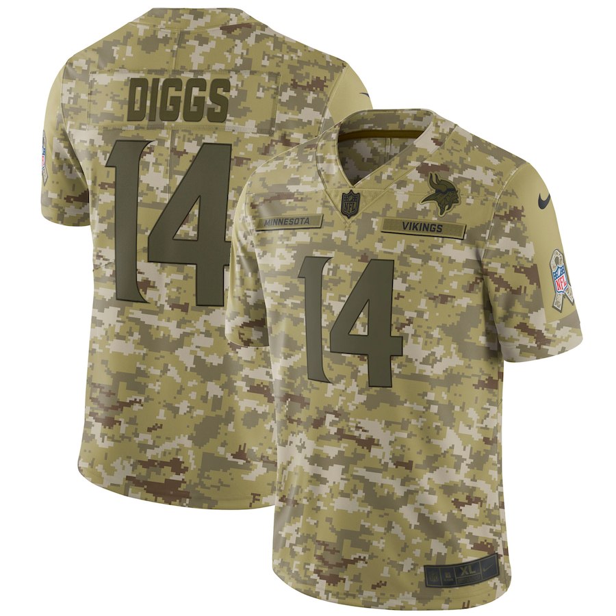 Vikings #14 Stefon Diggs 2018 Camo Salute To Service Limited Stitched Jersey - Zenithce