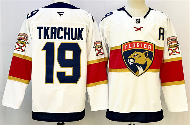 Florida Panthers #19 Matthew Tkachuk White 2024-25 Home With A Patch Stitched Jersey - Zenithce