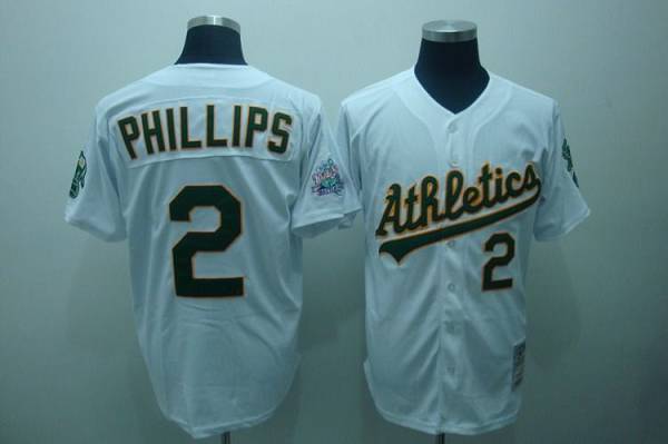 Mitchell And Ness Athletics #2 Tony Phillips Stitched White Throwback Jersey - Zenithce