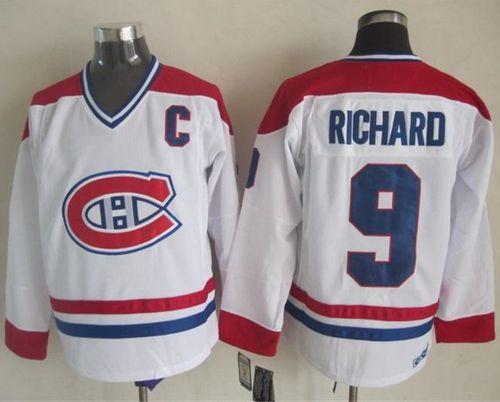 Canadiens #9 Maurice Richard White CH-CCM Throwback Stitched Jersey - Zenithce