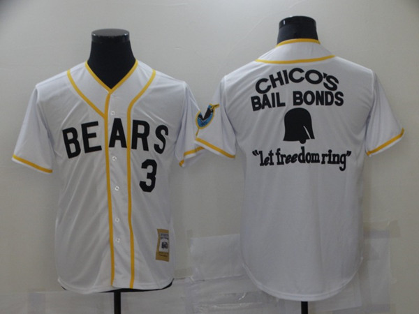 Chico's Bail Bonds Bad News Bears #3 White Stitched Jersey - Zenithce
