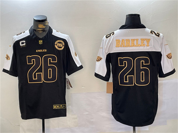 Philadelphia Eagles #26 Saquon Barkley Black Gold 2024 New F.U.S.E. With 3-Star C Patch Stitched Jersey - Zenithce