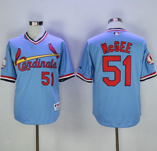 Cardinals #51 Willie McGee Blue Cooperstown Throwback Stitched Jersey - Zenithce