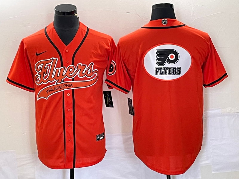 Philadelphia Flyers Orange Team Big Logo Cool Base Stitched Jersey - Zenithce