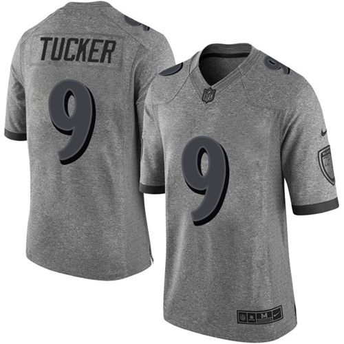 Ravens #9 Justin Tucker Gray Stitched Limited Gridiron Gray Nike Jersey - Zenithce