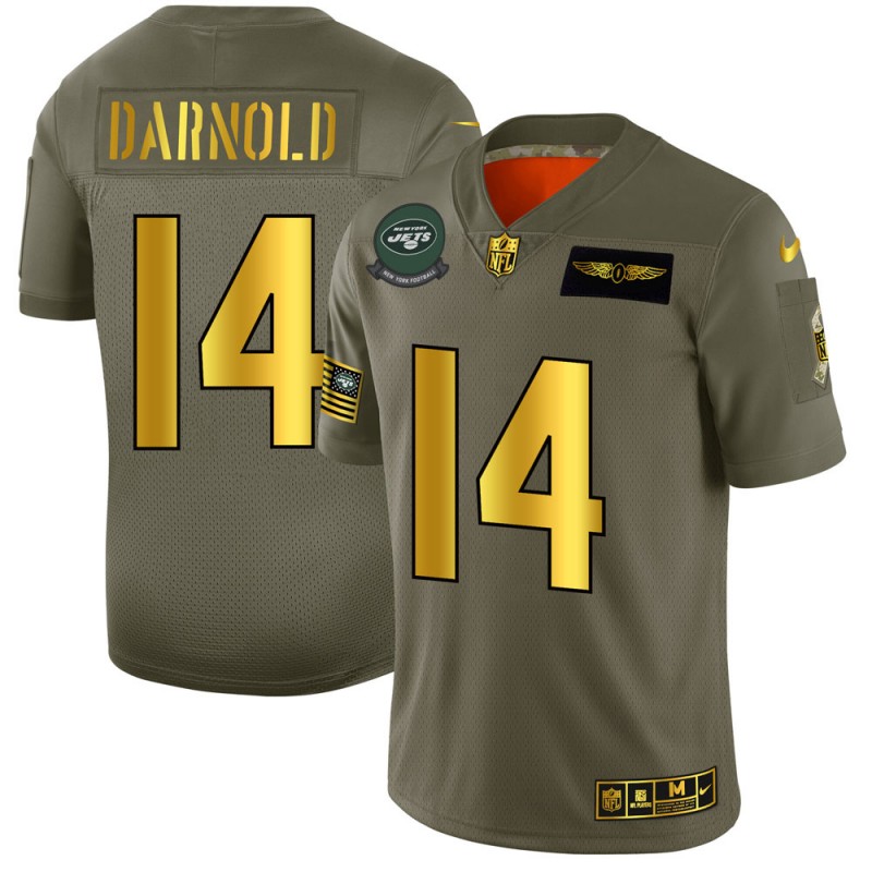 New York Jets #14 Sam Darnold 2019 Olive Gold Salute To Service Limited Stitched Jersey - Zenithce