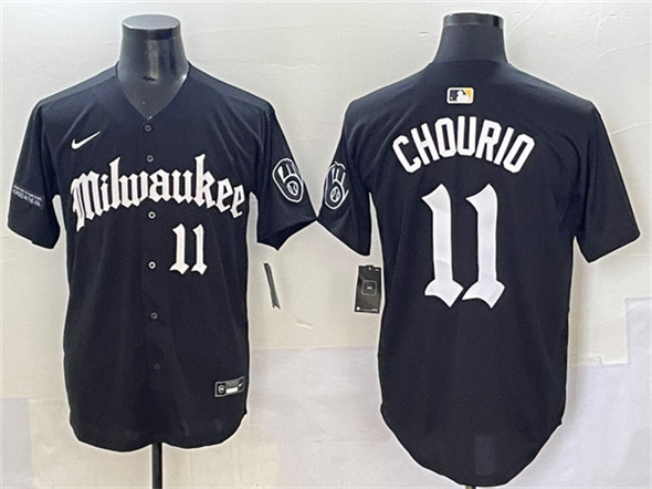 Milwaukee Brewers #11 Jackson Chourio Black 'Gothic 414 Shadows Edition' Vapor Premier Limited Stitched Jersey - Zenithce