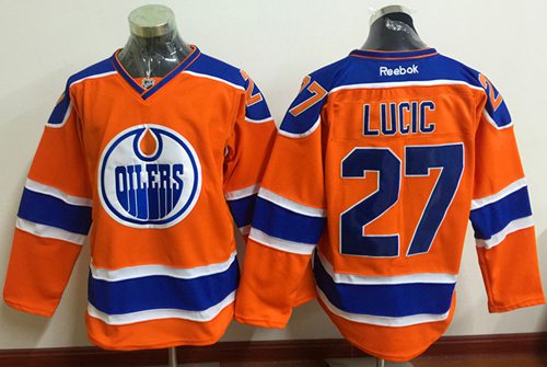 Oilers #27 Milan Lucic Orange Stitched Jersey - Zenithce