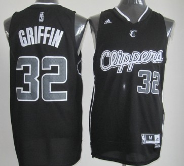 Los Angeles Clippers #32 Blake Griffin Revolution 30 Swingman All Black With White Jersey - Zenithce