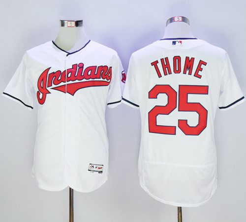 Indians #25 Jim Thome White Flexbase Authentic Collection Stitched Jersey - Zenithce