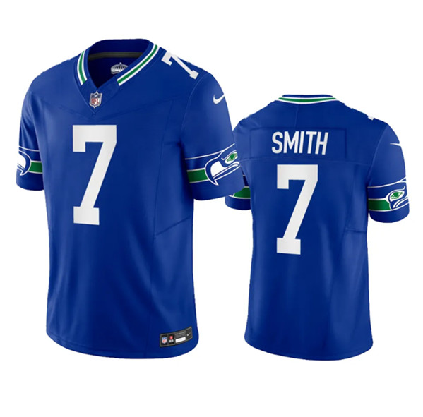 Seattle Seahawks #7 Geno Smith Royal 2023 F.U.S.E. Vapor Limited Throwback Stitched Jersey - Zenithce