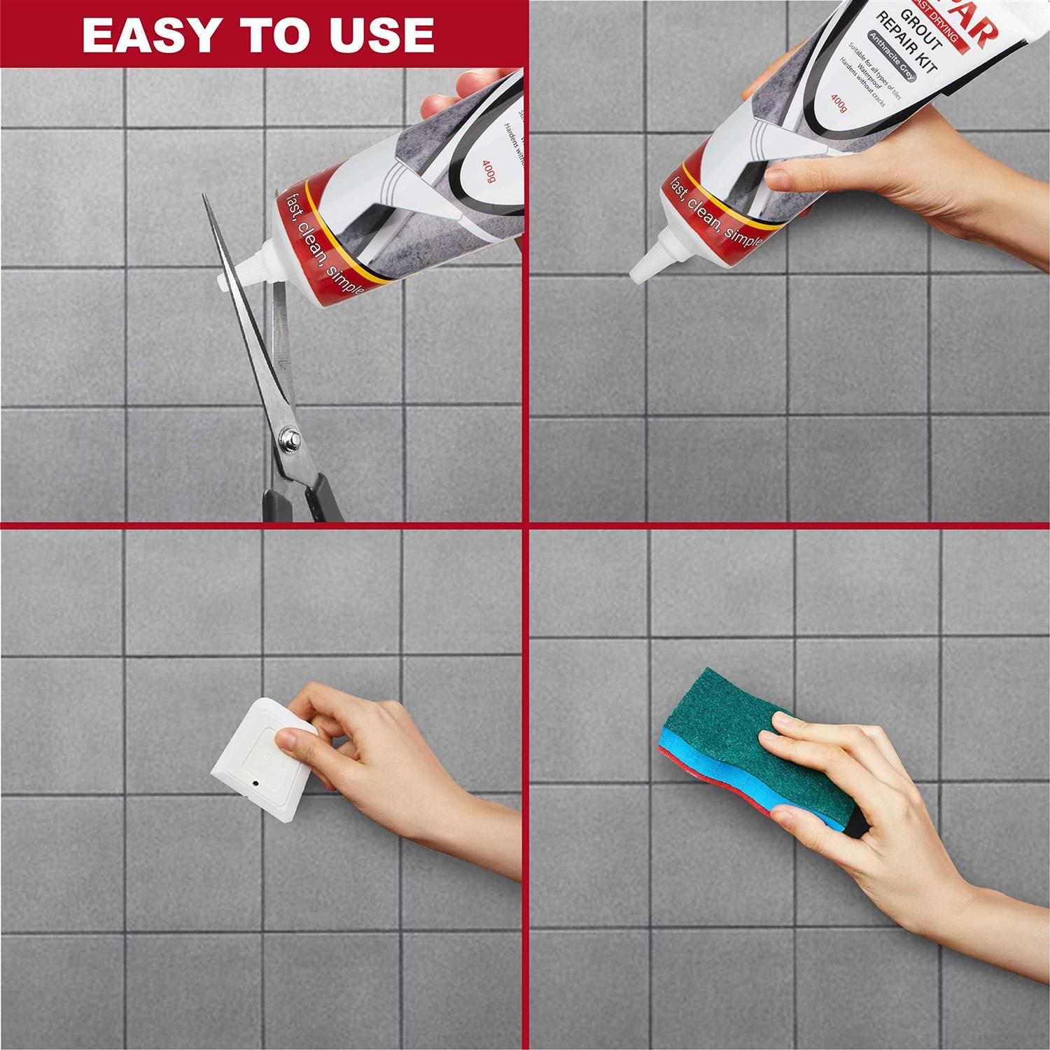 ISPAR Tile Grout Repair Set for Wall and Floors Tile Joints with Spatula and Sponge, Repair Mortar, Fill and Reviver The Joints - Zenithce