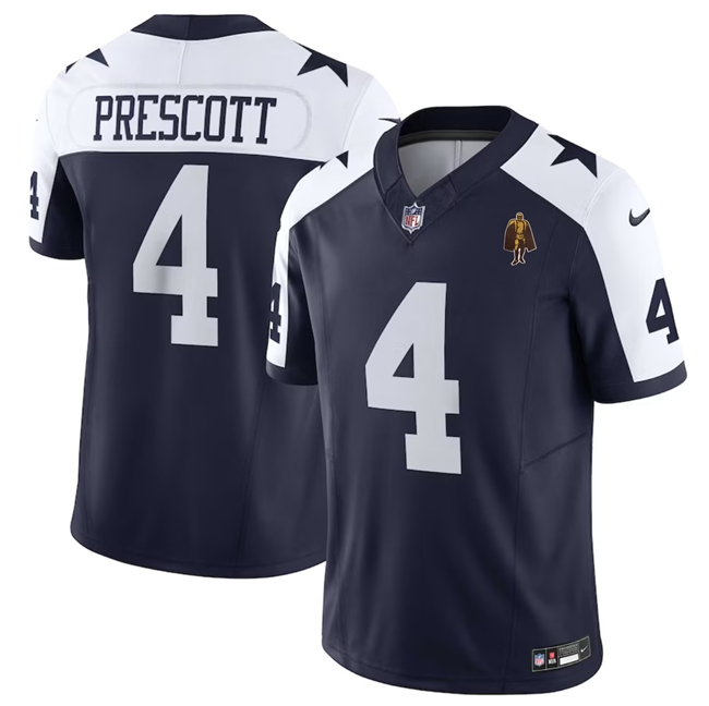 Dallas Cowboys #4 Dak Prescott Navy 2023 F.U.S.E. With Walter Payton Patch Thanksgiving Limited Stitched Jersey - Zenithce