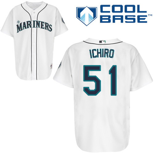 Mariners #51 Ichiro Suzuki White Cool Base Stitched Jersey - Zenithce