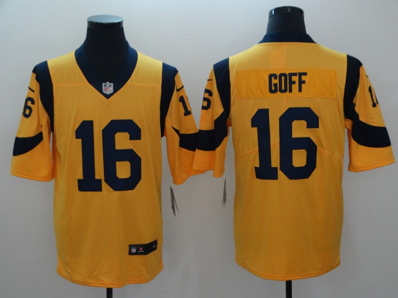 Rams #16 Jared Goff Royal Gold Vapor Untouchable Limited Stitched Jersey - Zenithce