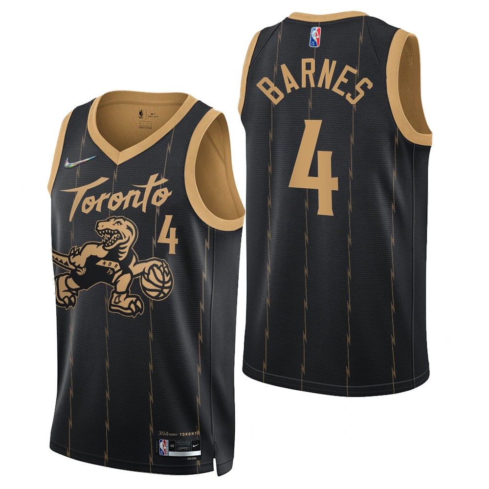Toronto Raptors #4 Scottie Barnes 2021-22 75th Anniversary City Edition Black Swingman Jersey - Zenithce
