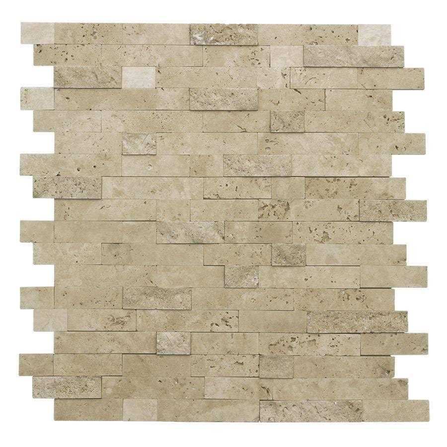 MosaicTileOutlet Linear Beige Travertine Peel and Stick Mosaic Tile - Zenithce