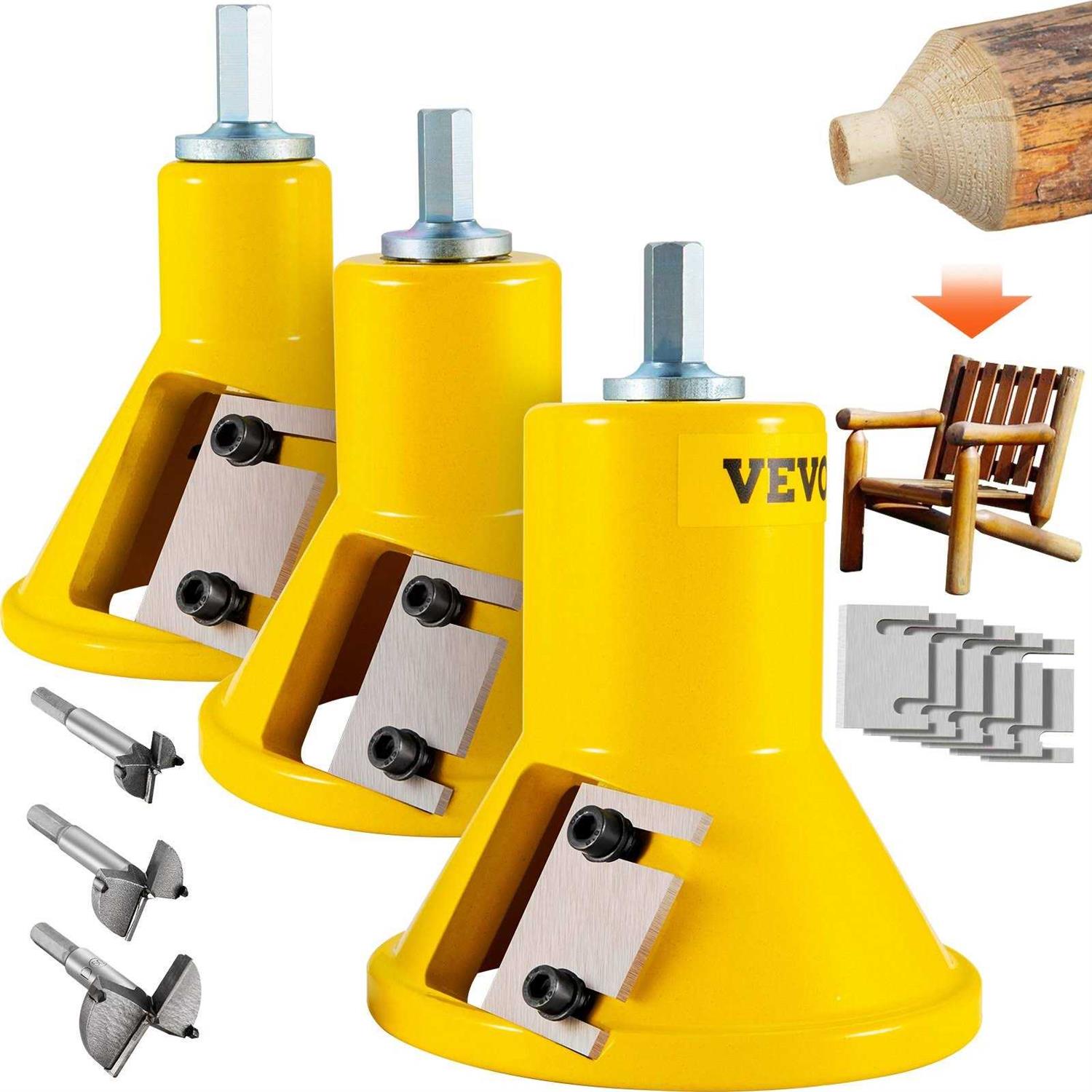 VEVOR Tenon Cutter 1/25.4mm & 1.5 2/50.8mm with Dual Curved Blades & Button Screws Home Master Kit - Zenithce