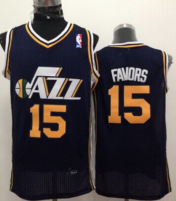 Utah Jazz #15 Derrick Favors Navy Blue Swingman Jersey - Zenithce