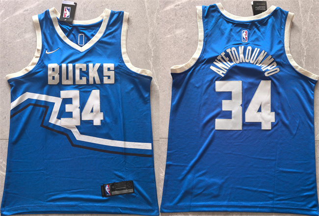 Milwaukee Bucks #34 Giannis Antetokounmpo Royal 2024 City Edition Stitched Jersey - Zenithce