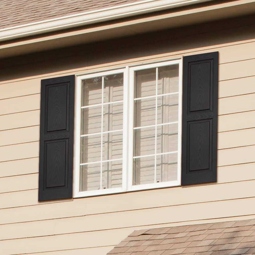 Vantage 14.625 x 54.8125 Black Louvered Vinyl Exterior Shutters V1731455002 - Zenithce