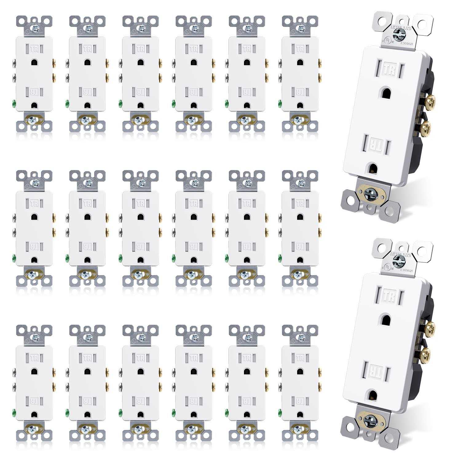 ELEGRP Decorator 15 Amp 125-Volt Residential Grade Self Grounding Duplex Outlet ESR003A-0110SWP - Zenithce