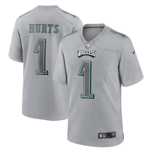 Philadelphia Eagles #1 Jalen Hurts Gray Atmosphere Fashion Stitched Game Jersey - Zenithce