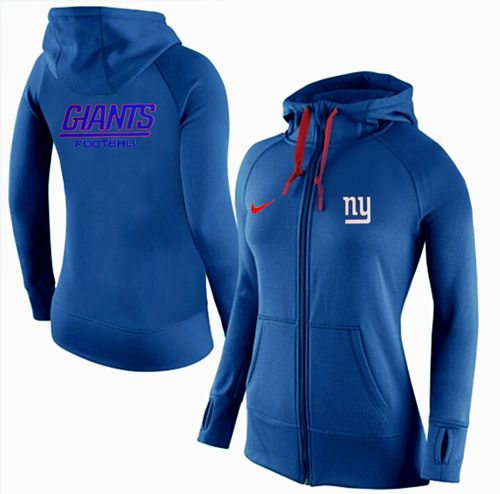 Women's Nike New York Giants Full-Zip Performance Hoodie Blue - Zenithce