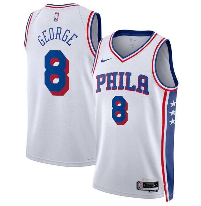 Philadelphia 76ers #8 Paul George White Association Edition Stitched Jersey - Zenithce