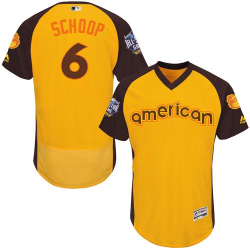 Orioles #6 Jonathan Schoop Gold Flexbase Authentic Collection 2016 All-Star American League Stitched Jersey - Zenithce
