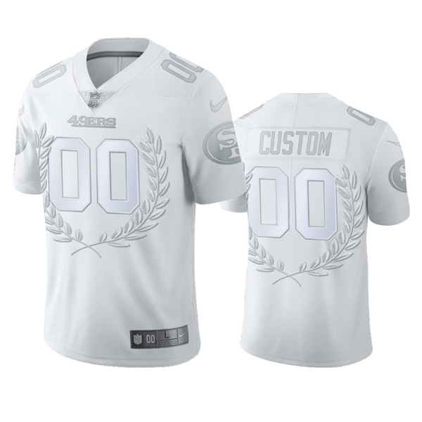 San Francisco 49ers Customized White MVP Platinum Stitched Jersey - Zenithce