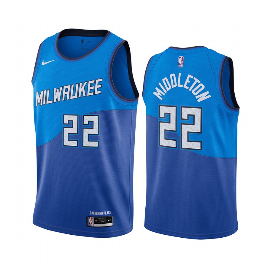 Bucks #22 Khris Middleton Blue Swingman 2020-21 City Edition Jersey - Zenithce