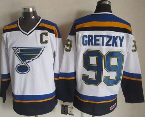 Blues #99 Wayne Gretzky White Navy CCM Throwback Stitched Jersey - Zenithce