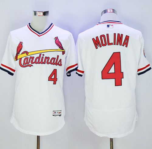 Cardinals #4 Yadier Molina White Flexbase Authentic Collection Cooperstown Stitched Jersey - Zenithce