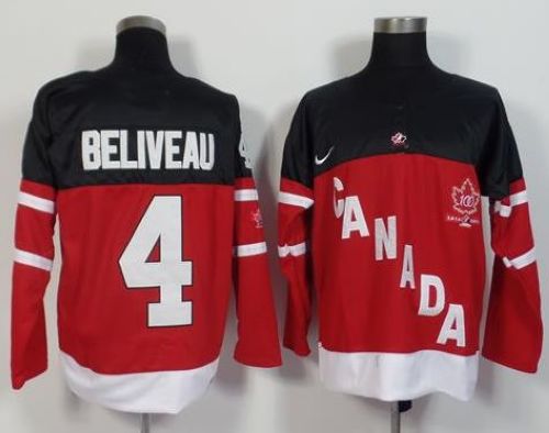 Olympic CA. #4 Jean Beliveau Red 100th Anniversary Stitched Jersey - Zenithce