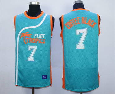 Flint Tropics 7 Coffe Black Teal Semi Pro Movie Stitched Jersey - Zenithce