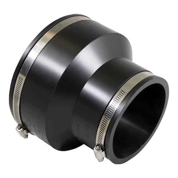 The Plumber’s Choice 4 in. PVC Flexible Reducing Coupling with Stainless Steel Clamps - Zenithce